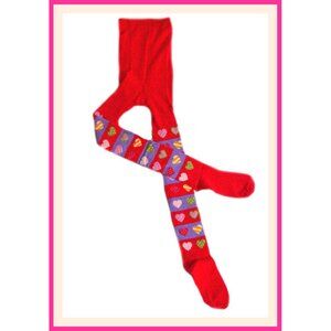 Cotton Nowali Baby Girl Tights 12M/18M 74/80cm Red w/Colorful Hearts Last Chance